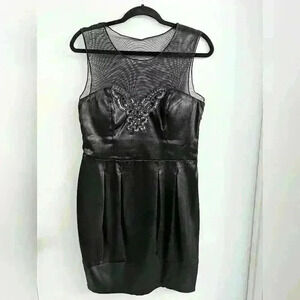 BISOU BISOU Women Size 10 Black Cocktail Dress Beaded Sleeveless Bubble Dress